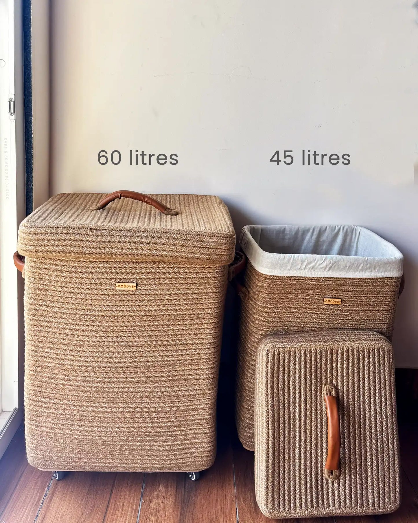 Woven Roots Laundry Basket with Wheels (Set of 2)
