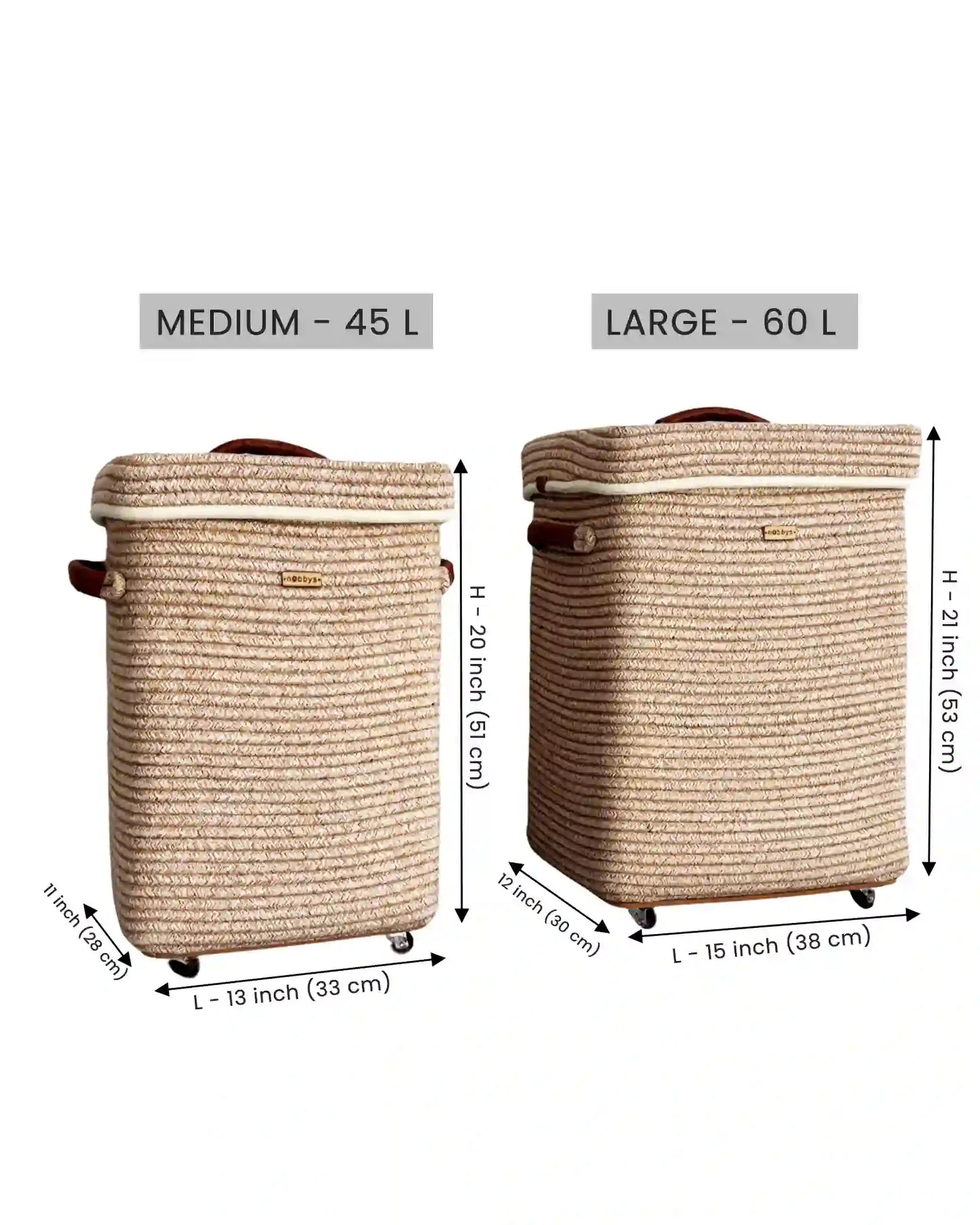 Sandstone Luxe Laundry Basket with Lid and Wheels (Set of 2)