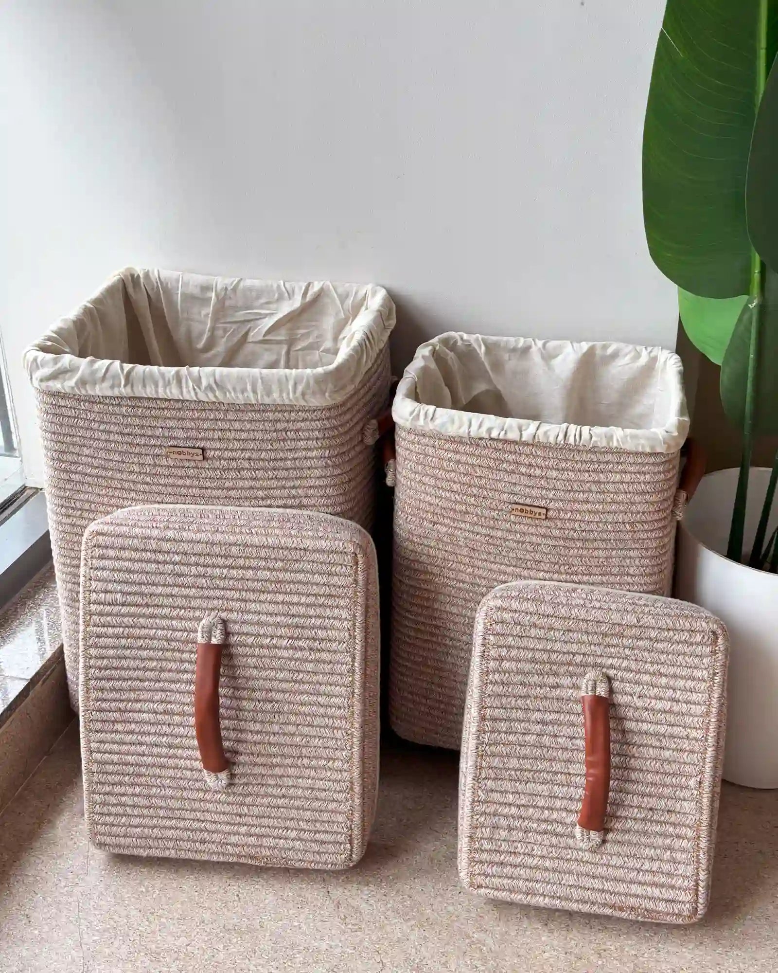 Laundry Basket combo set of 2 - natural, beautiful and sturdy