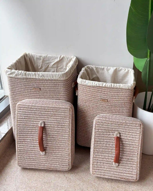 Laundry Basket combo set of 2 - natural, beautiful and sturdy