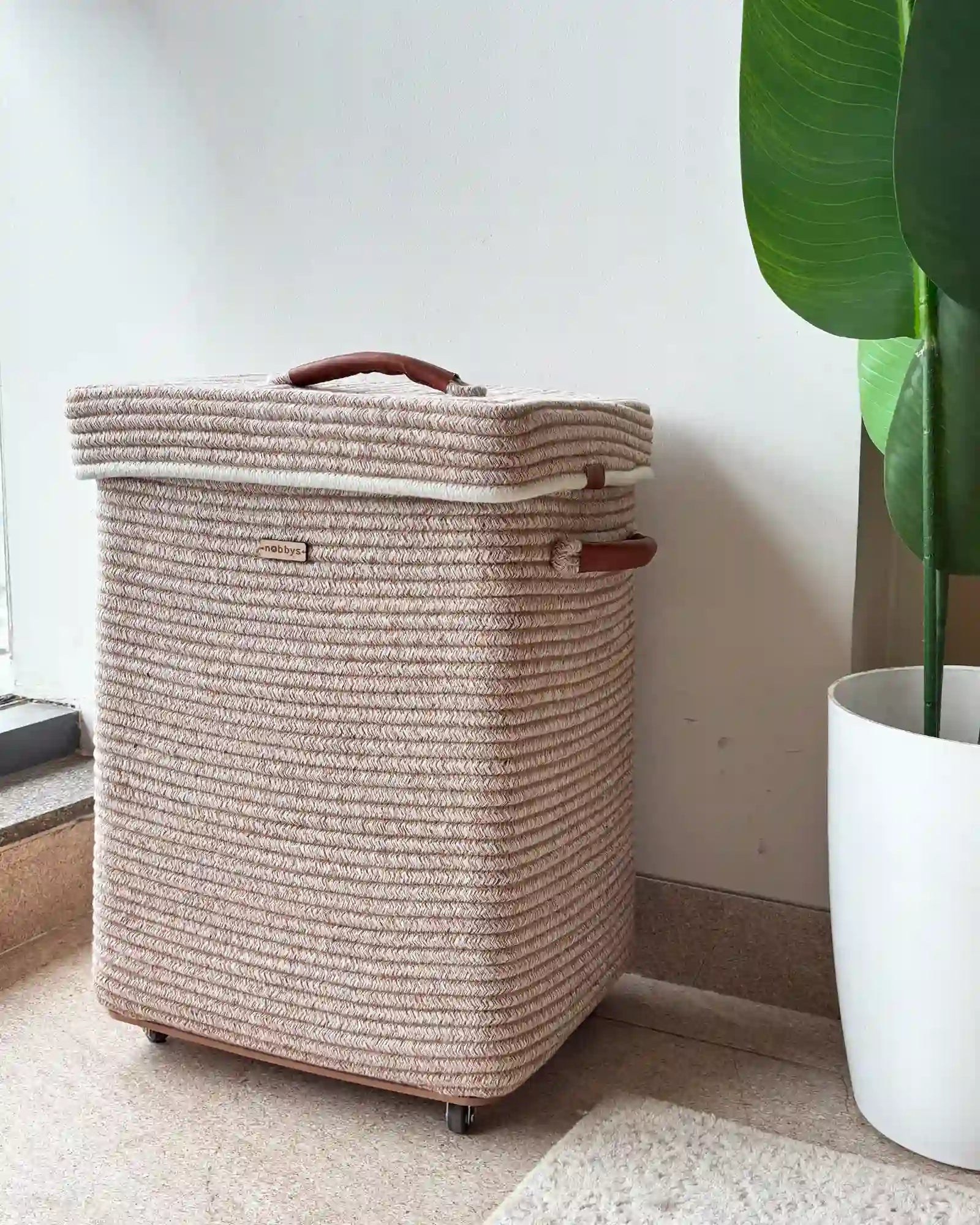 Laundry Basket with Leatherite Handles