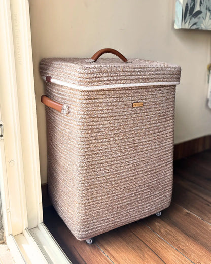Ivory Laundry basket with wheels