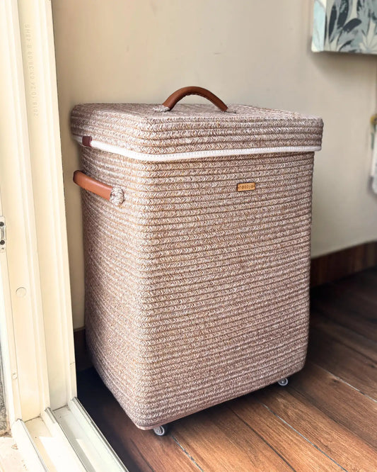 Ivory Laundry basket with wheels