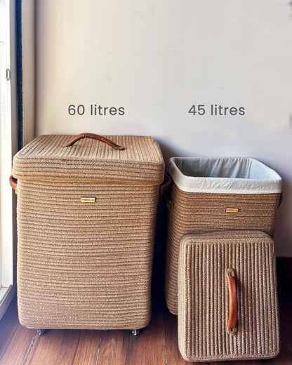 Woven Roots Laundry Basket with Wheels (Set of 2)